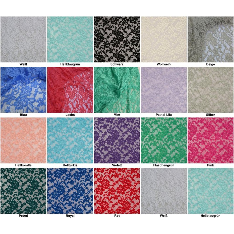 StoffBook Bi Stretch Dreamy Lace Floral Pattern Fabric Fabrics, D252