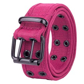 Gelante Canvas Double Grommet Hole Belt 2043 Hot Pink S