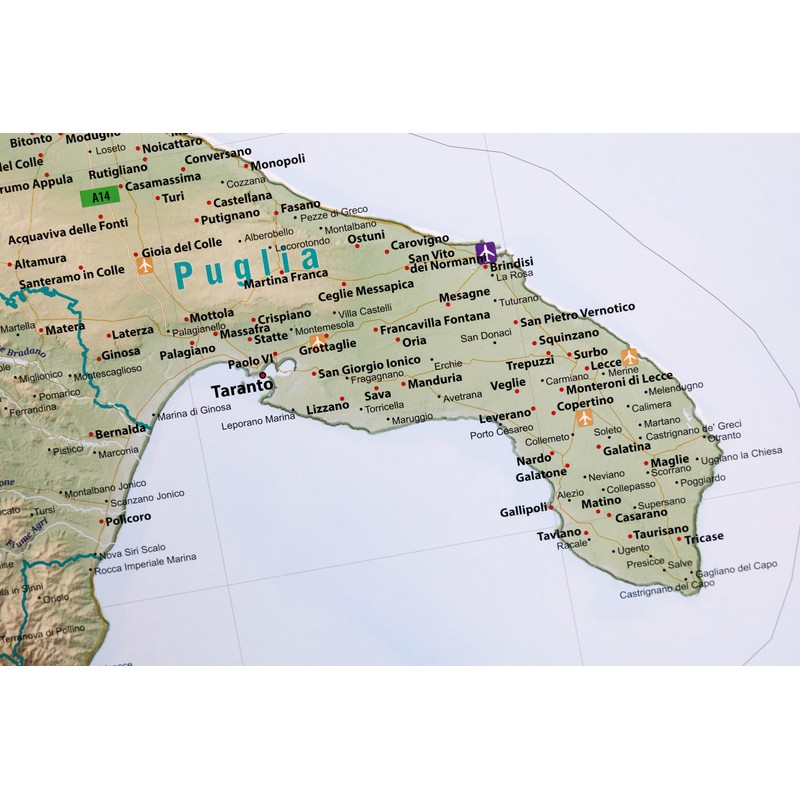 Large map of Italy with full lamination (wall map) 39