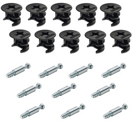 Gedotec Furniture Connector Set Eccentric with Cover Edge Cabinet Connector Nickel-Plated - MINIFIX 15 mm | Connector for Bolt Hole Diameter 7 mm | Complete Set - Made in Germany | 1 Set - Connection