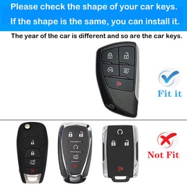 Kirsnda key fob cover case with Metal buckle Compatible with 2021 2022 Suburban Tahoe Remote Key Vehicle Accessories Soft TPU Key Shell/Skin,5-Buttons(red)