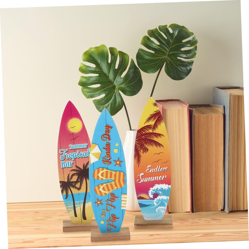 UKCOCO Set of 4 Wooden Surfboard Table Signs 8.3" Summer
