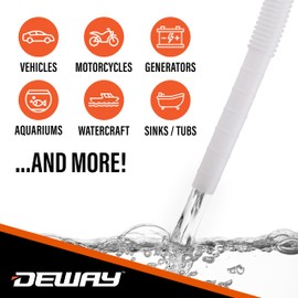 DeWay Battery-Powered Stick Fuel Transfer Pump with Fast 3.2GPM Flow Rate & 51” Clear Transfer Hose for Hands-Free Use | Fits Most Gas Cans for Pumping Gasoline, Kerosene, Diesel & Non-Potable Water