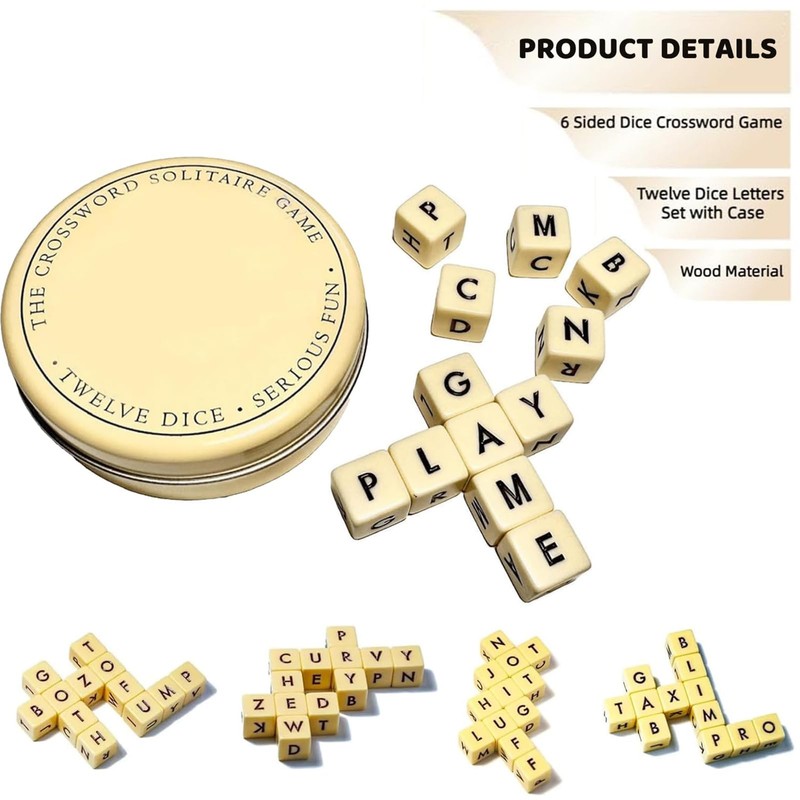 KIYONGCOM Solitaire Dice Word Game - Classic Letter Game for