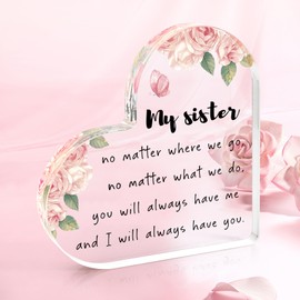 Sister Gifts Sister Birthday Gifts Heart Acrylic Plaque Big Sister Gifts For Little Girls Sister Gifts From Sister Birthday Christmas Gifts For Sister Presents For Sister Birthday Presents Graduation