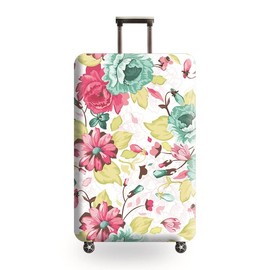 GOXUNYUAN Travel Luggage Cover Suitcase Protector Washable Fits 29-30 Inch Luggage Flower White