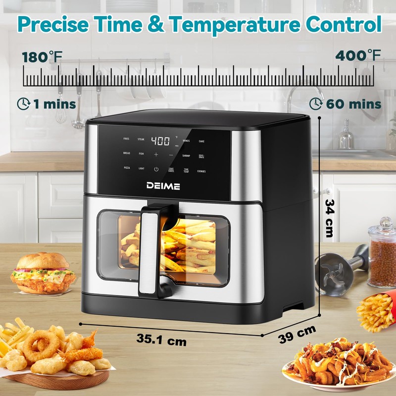 DEIME Air Fryer 10.2 QT Oilless 1700W Large Capacity Oven