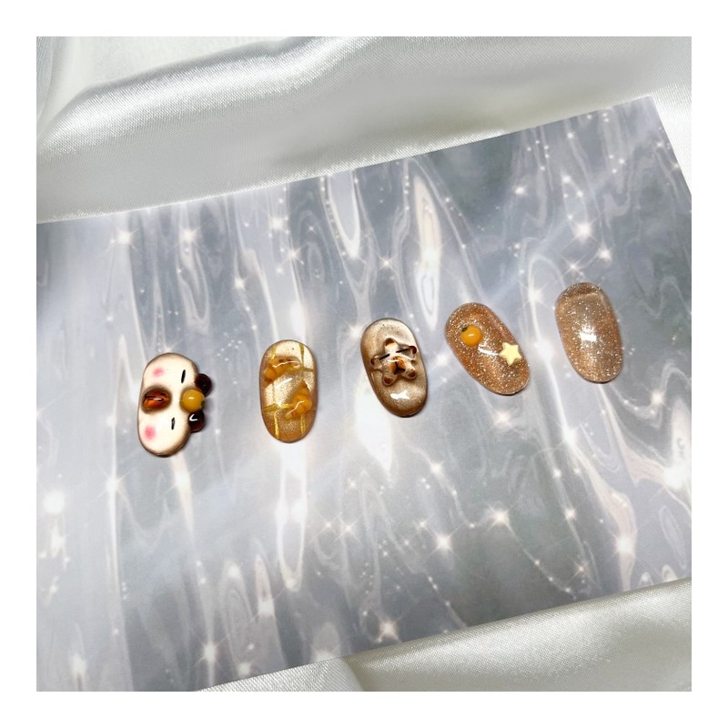 [Handmade Nail Tips] Capybara Nails - Coffin / [수제네일팁] 카피바라