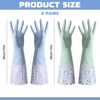 2 Pairs Blue Flock Lining Dishwashing Cleaning Gloves Multi-purpose Long