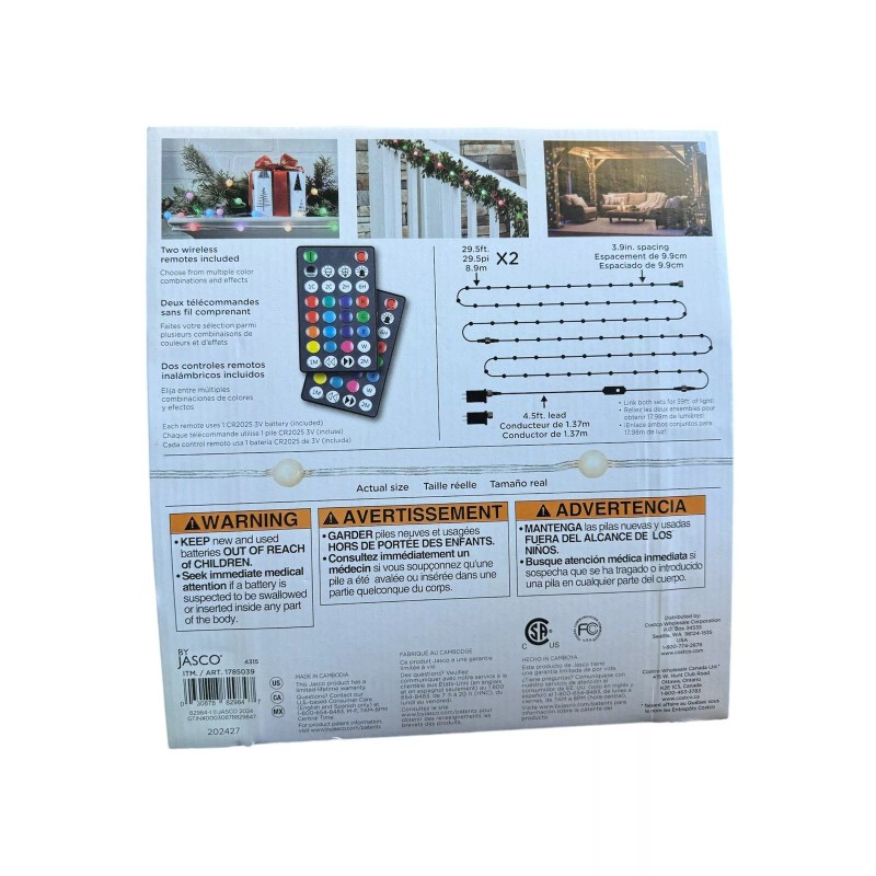 Enbrighten LED Color Changing Bubble Lights 2x29.5ft w/Remote 180 Bulbs