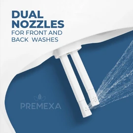 PREMEXA Bidet Toilet Seat for Elongated Toilets, Non-Electric, Dual Nozzle, Soft Close, Self-Cleaning, Ambient Water Temperature, Easy Installation, Reduce Toilet Paper Usage