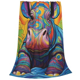 FAMEMBERPERS Blanket Hippo Cute Hippopotamus Gifts Lightweight Throws Soft Air Conditioner Quilt Microplush Flannel Blankets for Bed Sofa All Seasons Non-Shedding
