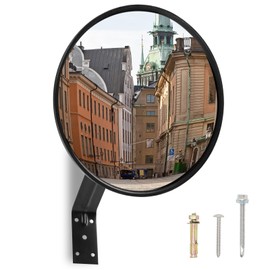 Yeatruojeet 12 inch Acrylic adjustable traffic convex mirror, outdoor road safety wide-angle mirror, suitable for parking lots, lanes, warehouses and other places