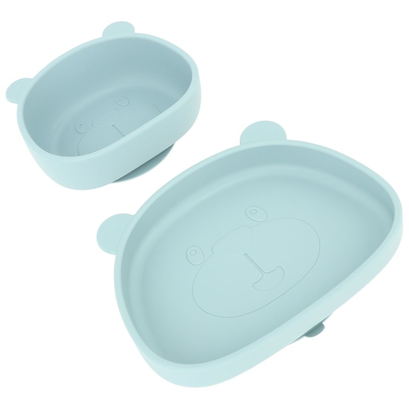 4pcs Children Plate Utensils Set Silicone Suction Bowls Set Toddler