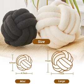 LUSJNGE Decorative Throw Knot Pillow Ball for Home Chair Sofa Couch Bed Aesthetic Round Decor Pillows Lambswool Knotted Pillow Cushion (Caramel, 13 inches)