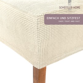 Scheffler Home Stretch Chair Covers Sofia Chair Covers Stretch White/Ecru Set of 2 Elastic Chair Covers Swing Chairs Flannel Stretch Chair Covers High-Back Chair with Elastic Band