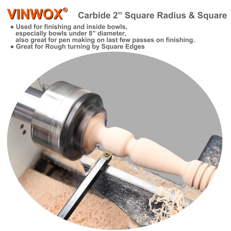 VINWOX 20" Full Size 4 PCS Carbide Wood Lathe Turning