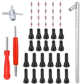 Riseuvo Riseuvo Valve Stem Puller Installer Tool - 10pcs TR412, 6pcs TR413, 6pcs TR414 Tire Snap in Short Rubber Valve Stem, 4 Way Valve Core Remover, Single Head Tire Valve Core Remover Installer Tool