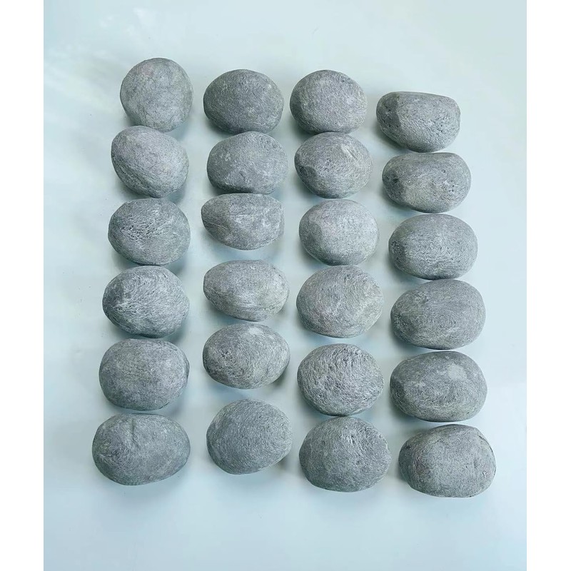 Grey Gas Logs Ceramic Pebbles,24PCS Gas Fireplace Logs,Inside Fireplace Accessories,Ceramic