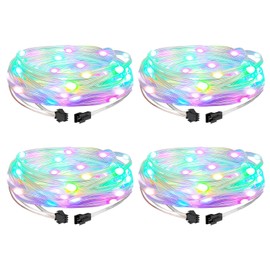 WS2812B Fairy String Lights Addressable Individually RGB IC, PVC Wire 16.4FT 50LEDs DC5V/2A for Twinkle Home Garden Bedroom Outdoor Indoor Decor(No Adapter or Controller) 4PCS