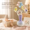 Mini Ceramic Vase with 5 Removable Porcelain Flowers, Purple Crystal