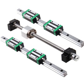 CNCCANEN Linear Rail Guide 2X HGR20-1000mm Linear Slide Guideway Rail + SFU/RM1605-1000mm Ballscrew Set with BF12/BK12 End Support Linear Rail Bearing Blocks for CNC Machine Routers DIY