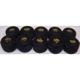 10 Anchor Pearl Cotton Balls Box.- Black - Size 8 (85 Meters Each) by GCS London + for Crochet, Cross Stitching, Scrapbooking, Stamping, Punch Needle Work, Candlewicking, Quilting, Embroidery