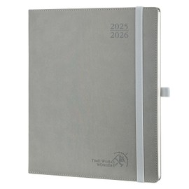 POPRUN 2025-2026 Academic Diary Week to View Large (26.5x21.5 cm) Soft Cover 17 Months (Aug'25 - Dec'26) Vertical Weekly Planner 25/26 Mid Year Diary (Grey)