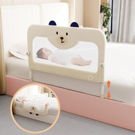 omzer Bed Guard Rail for Toddlers - 32'' Swing Down & Height Adjustable Bed Rail for Toddlers Baby Bed Rail Guard for Twin, Queen, King, Full Size Bed