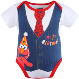 Sesame Street Cookie Monster Baby Boy Short Sleeve Bodysuit Blue, Multicoloured Elmo