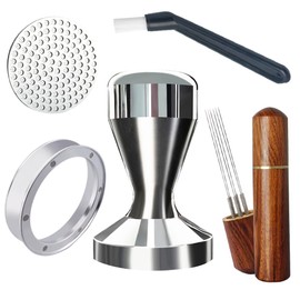 5 Pieces - 51mm Espresso Tamper Accessories Kit Fit 51mm Portafilters, 51mm Coffee Tampers Set, WDT Stirrer Tool, Puck Screen, Dosing Funnel, Coffee Cleaning Brush (51mm)