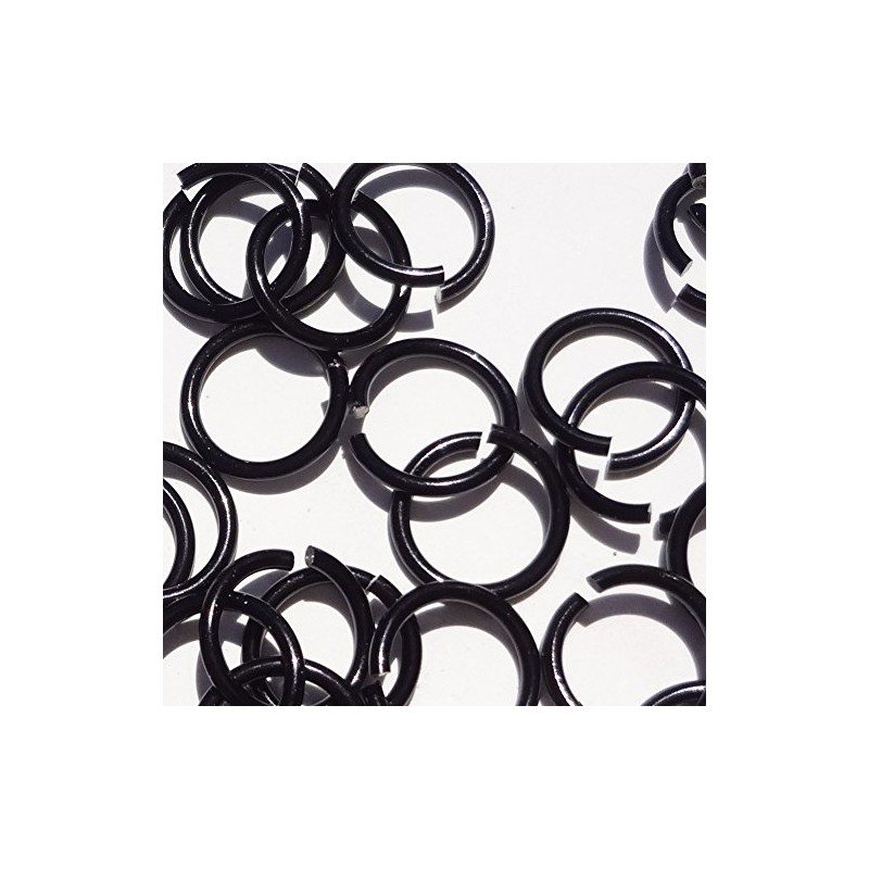 Black Anodized Aluminum Jump Rings 100 3/8 16g Saw Cut