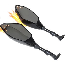 OKSTNO Motorcycle led turn signals rear view mirrors with arrow indicators 10mm 8mm universal (C)