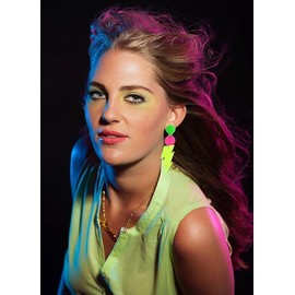 80s Neon Earrings Retro Acrylic Hollow Lightning Bolt Drop Dangle Earrings for Women for 80s Party Costume Accessory (01:yellow)