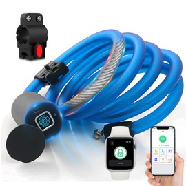 Electronic Cable Lock eLinkSmart Bicycle Lock Fingerprint with Fingerprint / Mobile Phones / Watch App 150 cm Length Waterproof Keyless Cable Bick Lock Bicycle Lock Combination Lock Blue