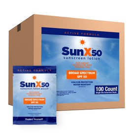 CoreTex Paquetes De Protector Solar De Amplio Espectro Sun X Fps 50 - Paquete A Granel Con 100 Protectores Solares Sin Parabenos, Oxibenzona,...      