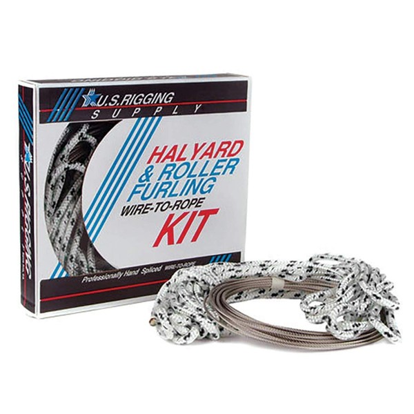 US Rigging Supply 1/8" X 30' Stainless Steel Wire-to-Rope Halyard Rope Kit (Black Tracer)