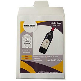 Mr-Label 3" x 2.25" Arched White Sticker Label - Waterproof and Tear-Resistant - for Inkjet & Laser Printer - for Glass Bottles | Jars | Plastic | Metal | Paper (10 Sheets Total 90 Labels)