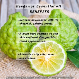 Bergamot Essential Oil Essential Oil 100% Pure, Undiluted, Therapeutic Grade, Aromatherapy Diffuser with Calibrated Glass Dropper