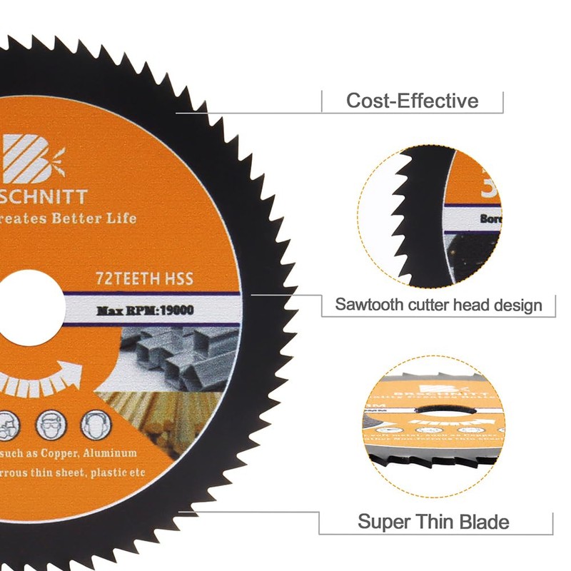 HSS Circular Saw Blade 3inch - BRSCHNITT 5pcs 72T 10mm