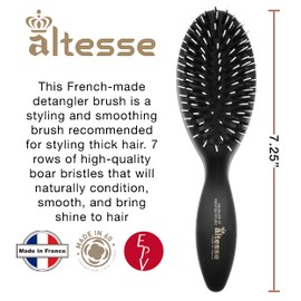 Altesse 1 x Boar Bristle Hair Brush with White Nylon Pins 7 Rows