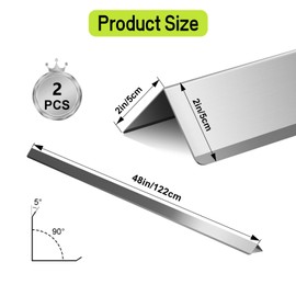 Stainless Steel Wall Corner Guards 2 x 2 x 48 inch, Pack of 2 L Metal Wall Corner Protectors 304 Steel Corner Trim with 90-Degree Angle for Wall Protection and Decoration