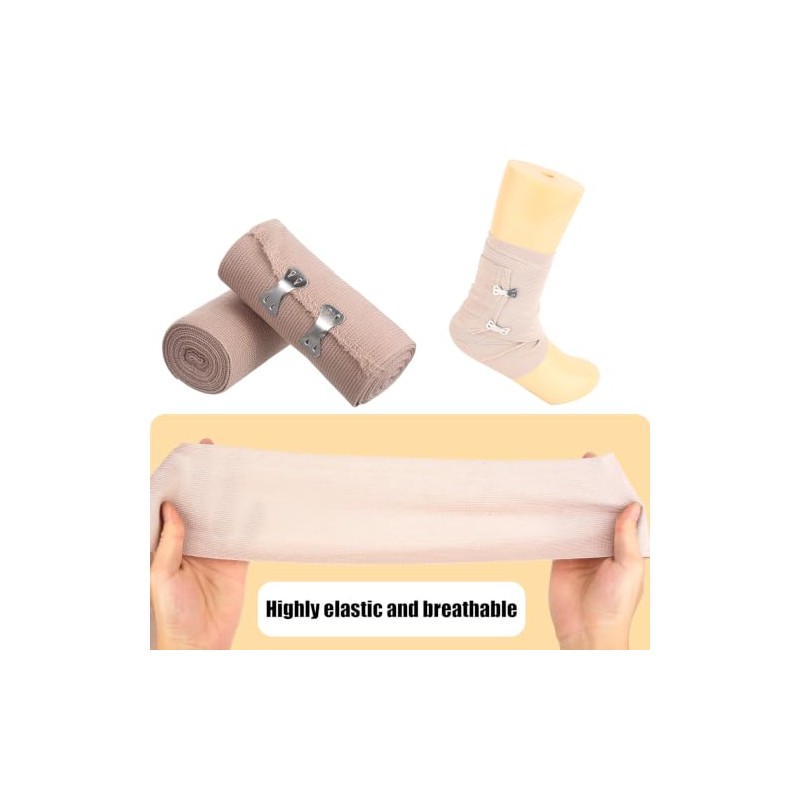8 Pcs Reusable Compression Bandages with Clips, 5-15cm x 4.5M