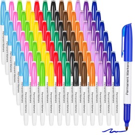 Fuutreo 84 Pcs Permanent Markers Colored Markers Set 12 Colors Fine Point Marker Pens Quick Drying Markers Art Supplies Markers Works on Plastic, Wood, Metal, Glass for Doodling, Coloring, Marking