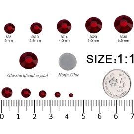4320Pcs SS10 Dark Red Hotfix Rhinestones Crystal Glass Gemstones for Clothes Fabric Shirts Crafts Glitter Decoration Flat Back Round (2.8MM Bulk)