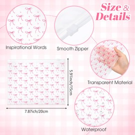 Reginary 50 Pieces Pink Bow Makeup Bags Waterproof Cosmetic Bag with Zipper Toiletry Pouch for Woman Tavel Wedding Bridal Shower Bachelorette Birthday Party Favor