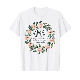 Marian Catholic Virgin Mary For Women Cross Floral Woman T-Shirt