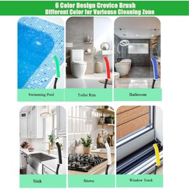 DuDuZui 11PCS Crevice Cleaning Brushes Set, 6PCS Colorful Gap Cleaning Brush,3PCS Wire Brush Brass/Stainless Steel/Nylon, 2PCS Scraper Tool, for Groove Window Door Gap Bathroom Home Kitchen