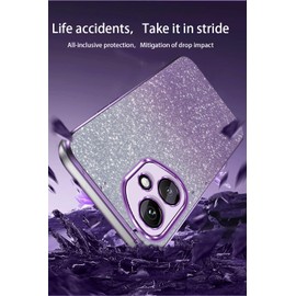 WBWONE Case for Honor 400 5G Case, Electroplated Edge, Flexible Protection, Shockproof Soft Cover Shell with Shimmering Stickers - Purple