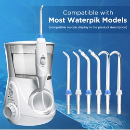 Oralphi Replacement Tips for Waterpik, Water Flosser Replacement Heads Parts for Waterpik Oral Irrigator(2 Classic Jet Tips + 2 Plaque Chaser Tips + 2 Implant Denture Tips + Storage Case Combo)
